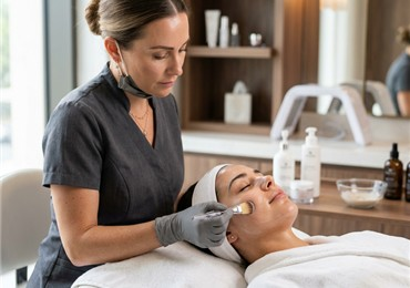 Детайл от козметична процедура за лице